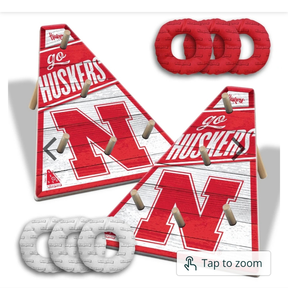 Ring Bag Game NCAA Nebraska Cornhuskers Tide New In Box 2 Boards, 6 Bags